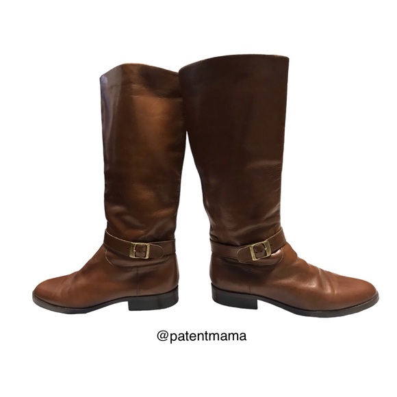 VINTAGE ETTIENE AIGNER DESIGNER EQUESTRIAN LEATHER PULL ON BOOTS - Picture 1 of 7